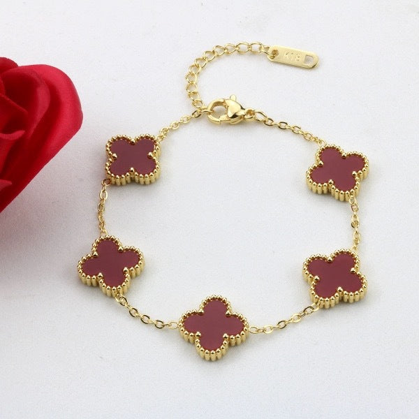 Four leaf clover bracelet women's titanium steel light luxury electroplating 18k gold